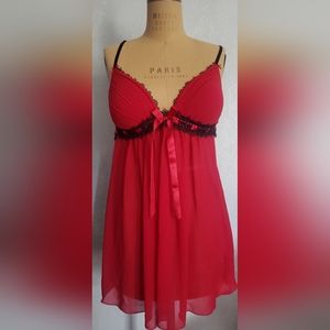 Cosmopolitan Women's Baby Doll Burgundy Red nightgown Size L